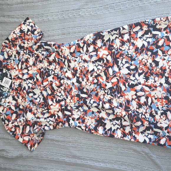 NEW French Connection Jaffa Orange Enid Stretch Print Fit Flare Dress US sz 10 - Picture 2 of 7